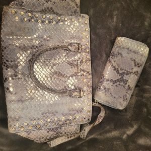 Michael Kors snakeskin bling bag and wallet combo